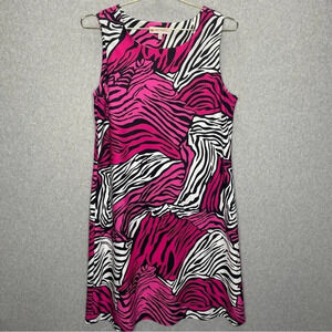 Jude Connally Hot Pink Tiger Stripes Scuba Sleeveless Shift Dress